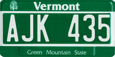VT license plate AJK435