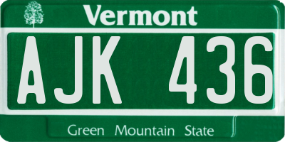 VT license plate AJK436