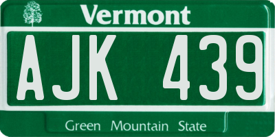 VT license plate AJK439