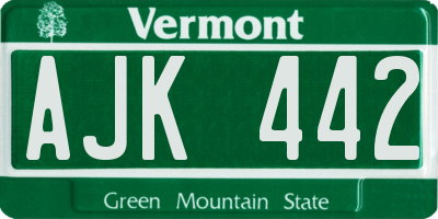 VT license plate AJK442