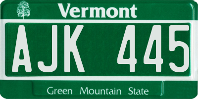 VT license plate AJK445