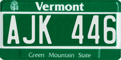 VT license plate AJK446