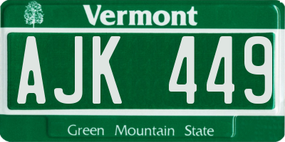 VT license plate AJK449