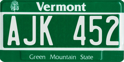 VT license plate AJK452