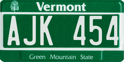VT license plate AJK454