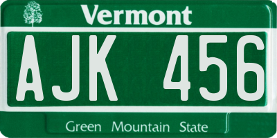 VT license plate AJK456