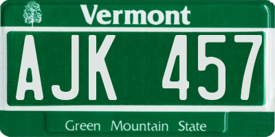 VT license plate AJK457