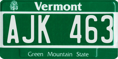 VT license plate AJK463
