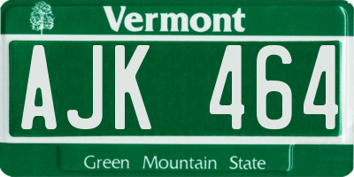 VT license plate AJK464