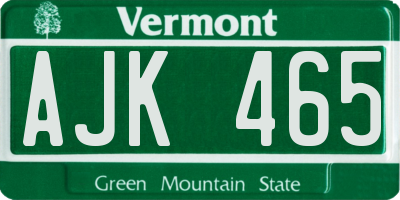 VT license plate AJK465