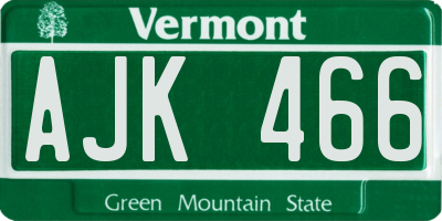 VT license plate AJK466