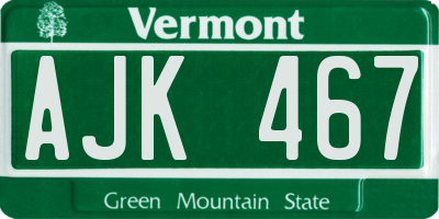 VT license plate AJK467