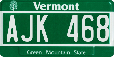 VT license plate AJK468