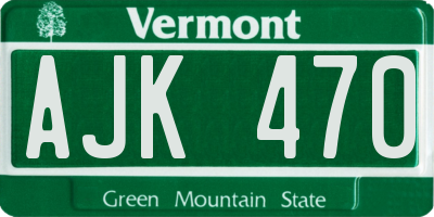 VT license plate AJK470