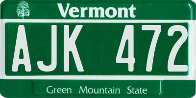 VT license plate AJK472