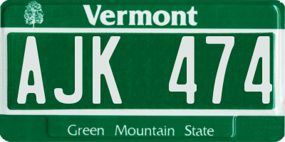 VT license plate AJK474