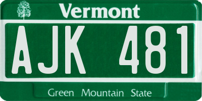 VT license plate AJK481