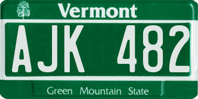VT license plate AJK482