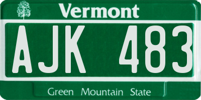 VT license plate AJK483