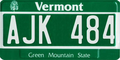 VT license plate AJK484