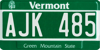 VT license plate AJK485