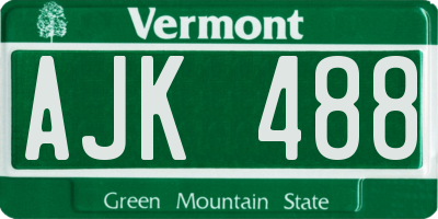 VT license plate AJK488