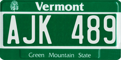 VT license plate AJK489