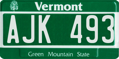VT license plate AJK493