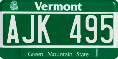 VT license plate AJK495