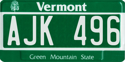 VT license plate AJK496