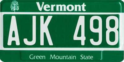 VT license plate AJK498