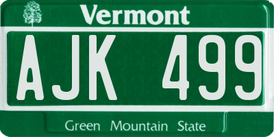 VT license plate AJK499