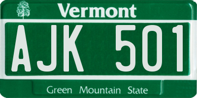 VT license plate AJK501