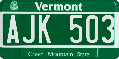 VT license plate AJK503