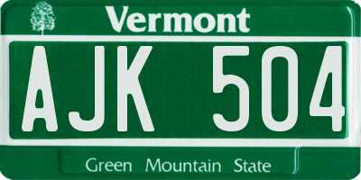 VT license plate AJK504