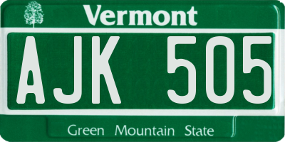 VT license plate AJK505