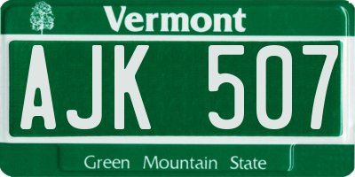 VT license plate AJK507