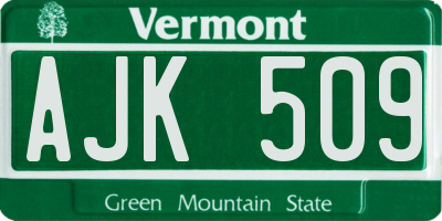 VT license plate AJK509