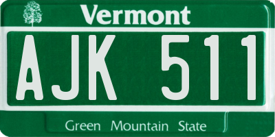 VT license plate AJK511