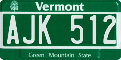 VT license plate AJK512