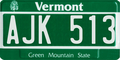 VT license plate AJK513