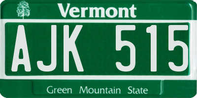 VT license plate AJK515