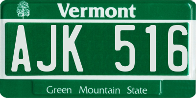 VT license plate AJK516