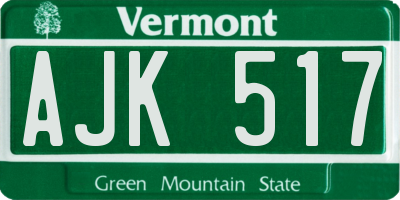 VT license plate AJK517