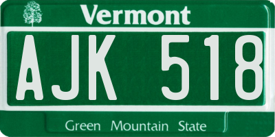 VT license plate AJK518