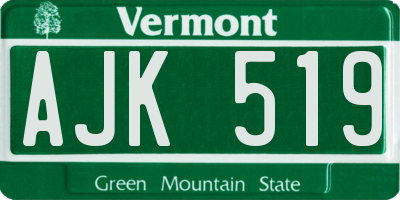 VT license plate AJK519