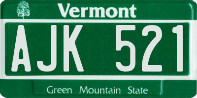 VT license plate AJK521