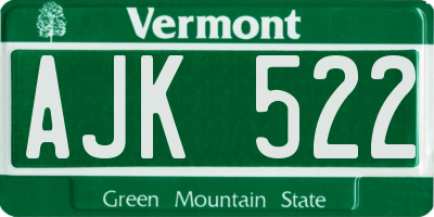VT license plate AJK522