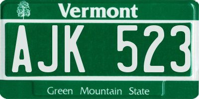 VT license plate AJK523