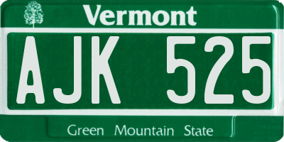 VT license plate AJK525